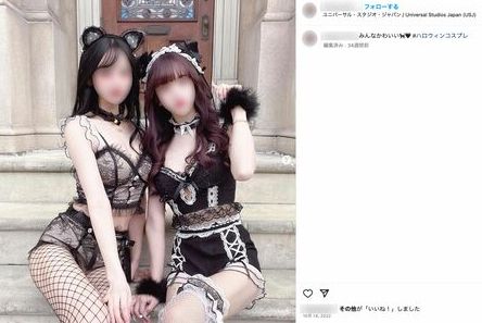 先前大阪環球影城也出現穿著暴露的女生們街拍。（翻自IG）