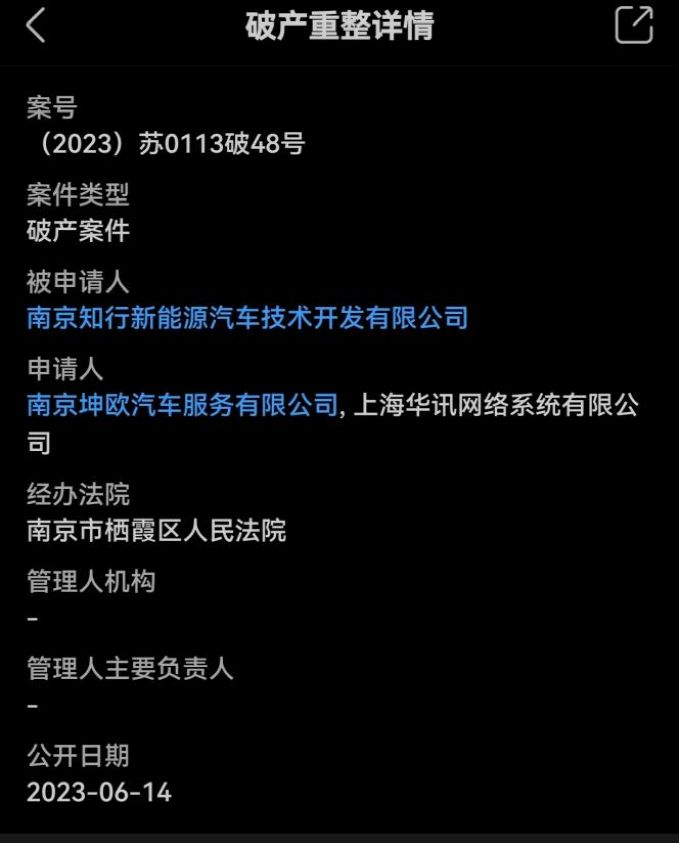 ▲▼又一新能源車企被申請破產。（圖／翻攝自中國基金報）