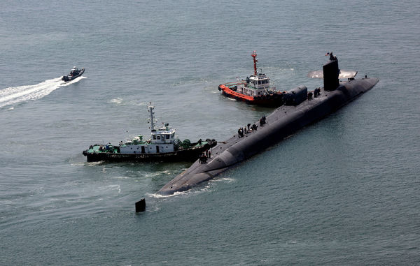 ▲▼美國核子動力潛艦抵達南韓釜山港,USS Michigan (SSGN 727),密西根號潛艇。（圖／路透社）