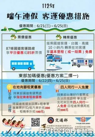 ▲▼   端午節連假搭中長程國道客運路線享平日優惠價或原票價85折 。（圖／交通部公路總局嘉義區監理所提供）