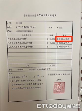 ▲▼萬華區某社區住戶不滿管委會巧立名目領慰勞金，其中財委吳姓警官更自肥少繳管理費，吳警官提單據駁斥，並無少繳             。（圖／記者陳以昇翻攝）