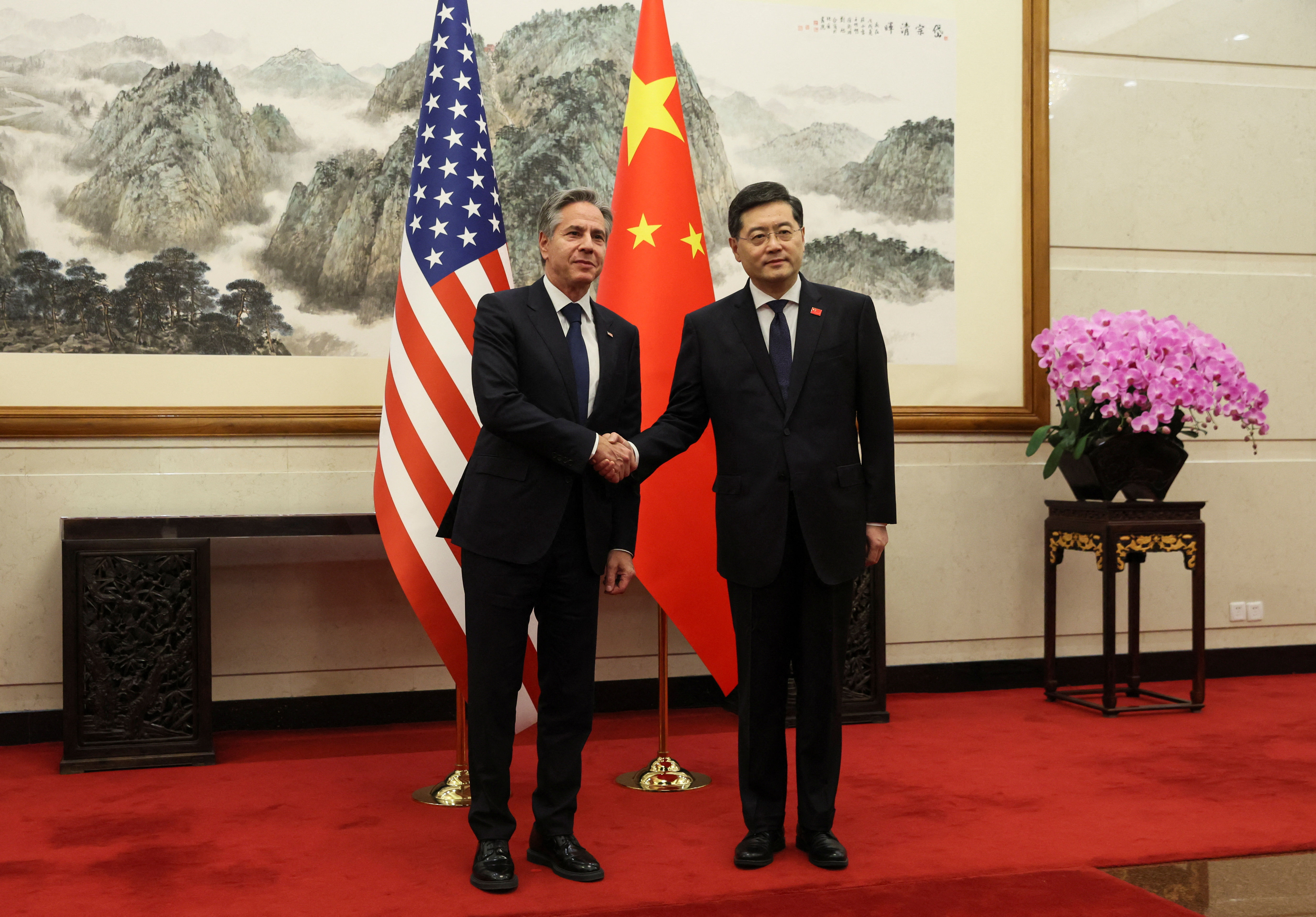 ▲美國國務卿布林肯與中國外交部長秦剛會晤。（圖／路透）