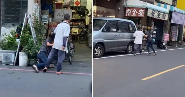 屏東街頭驚見男子拉著女子的頭髮強行拖行。（圖／翻攝自屏東人屏東市臉書）