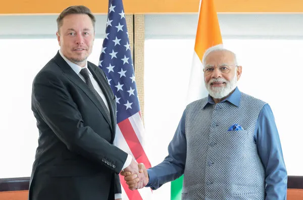 ▲▼印度總理莫迪（Narendra Modi）和馬斯克在紐約見面。（圖／路透）