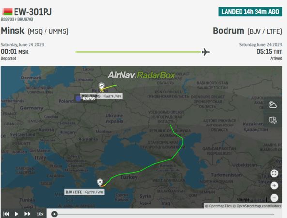 ▲▼白俄羅斯總統盧卡申科（Alexander Lukashenko）編號EW-301PJ的家族飛機從明斯克起飛，前往土耳其。（圖／翻攝自Radarbox）