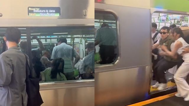 ▲▼日本東京JR山手線疑似男乘客持刀，列車停在新宿站後，大批民眾狂奔逃命。（圖／Twitter）