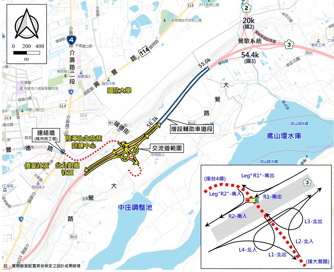 ▲▼國道3號增設八德交流道平面配置示意圖。（圖／高公局）