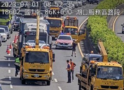 快訊／國道1號南下湖口段2大車、2小車撞一團　車流回堵3km