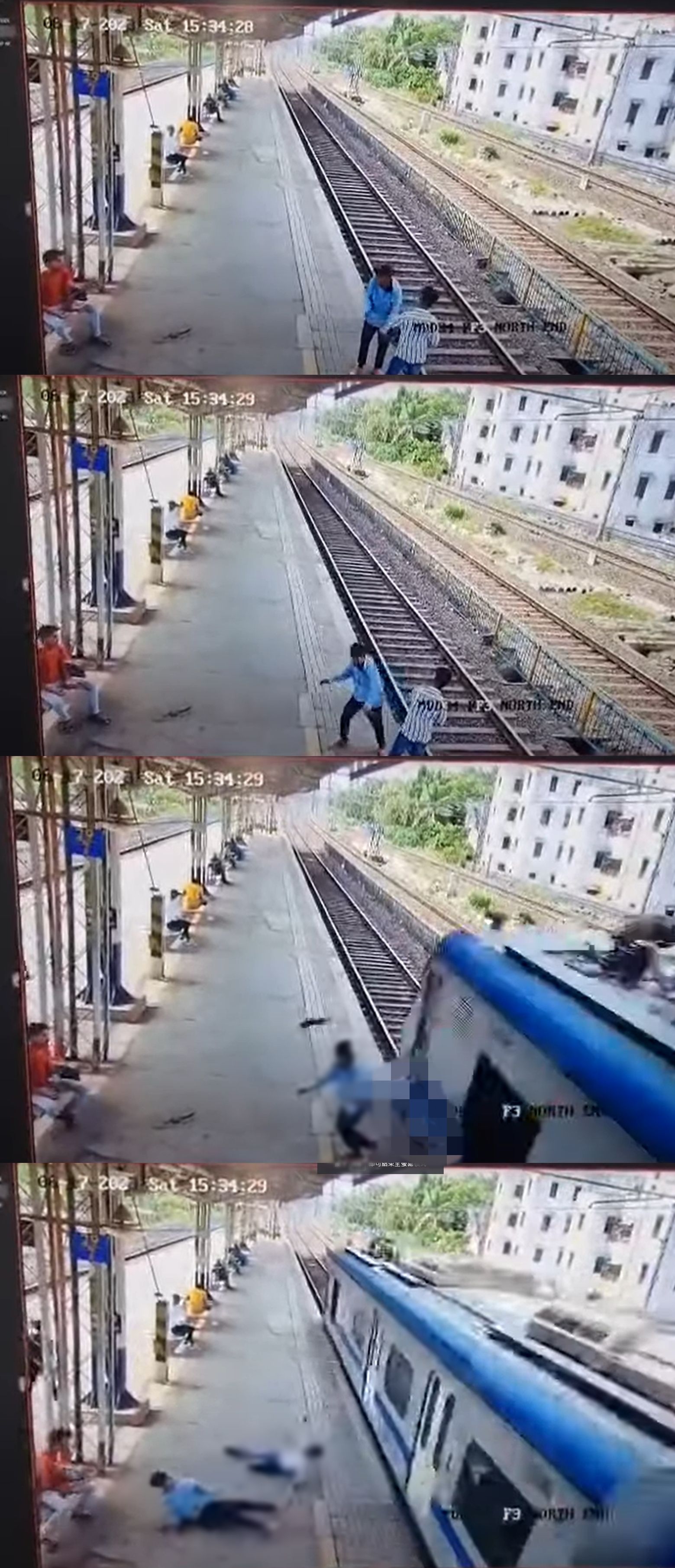 ▲許阿爾瑪被火車撞飛。（圖／翻攝YouTube「Suneel Chowdary」）