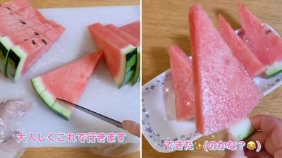 夏天吃西瓜「簡單幾刀切成冰棒」輕鬆拿取　不會全手黏膩髒兮兮