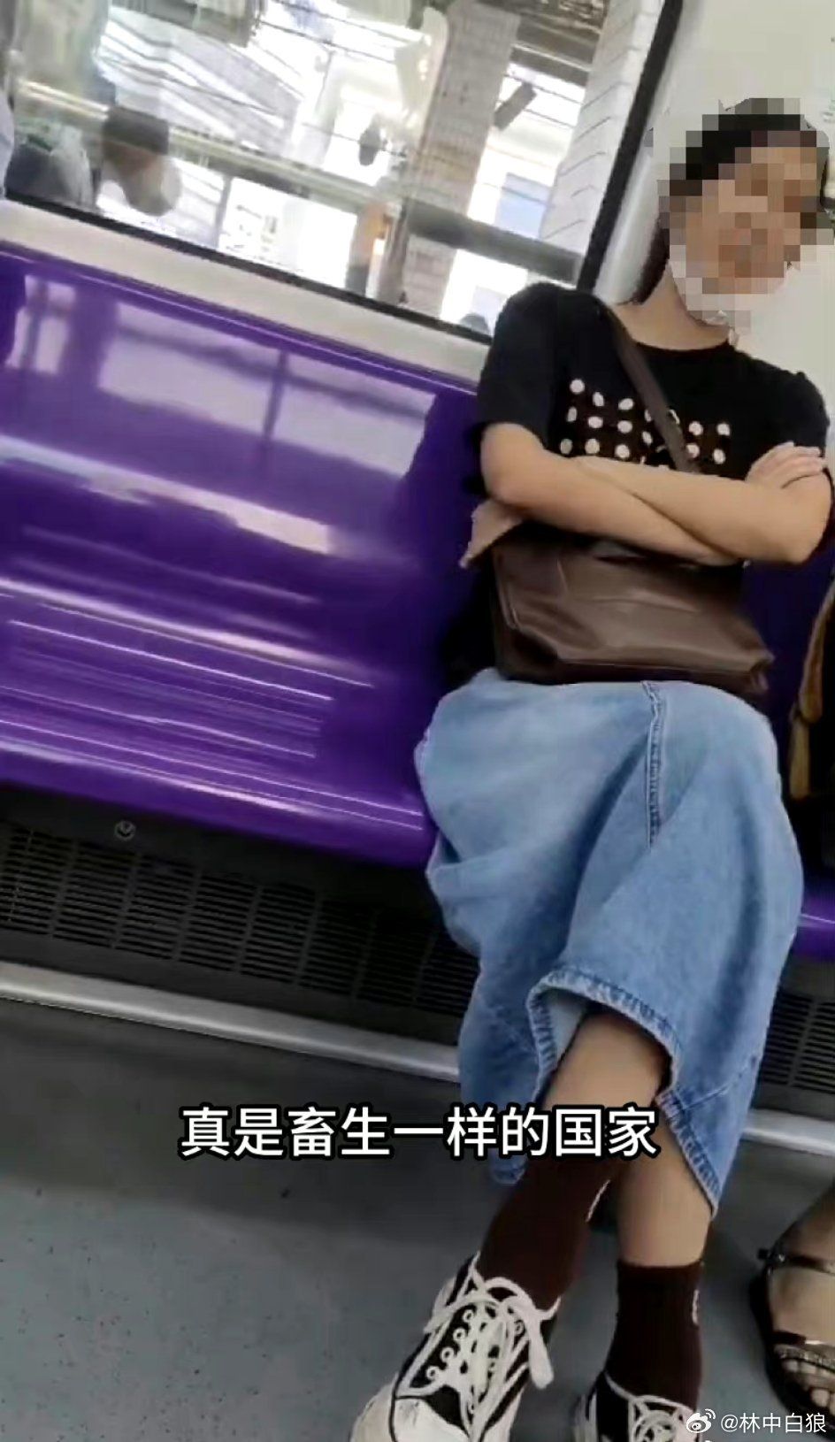 ▲▼一女子在上海地鐵車廂內宣揚辱華言論。（圖／翻攝自影片）
