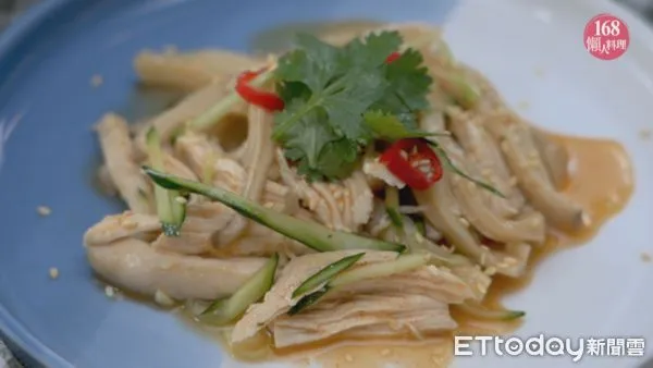 168懶人料理,涼拌杏鮑菇雞絲（圖／《168懶人料理》提供）