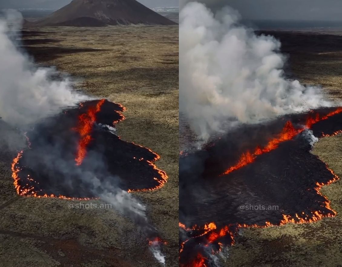 ▲▼冰島火山噴發。（圖／翻攝推特「@iamneubert」）