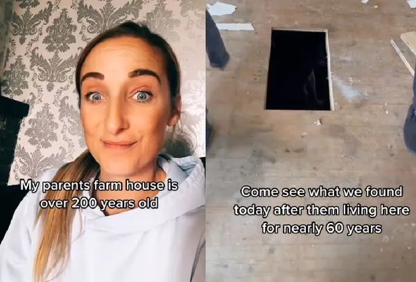 翻修爸媽住60年老屋　女意外在地板下發現「200年歷史巨大密室」。（圖／翻攝自TikTok／jennifermallaghan30）