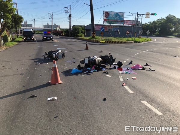 ▲▼高雄死亡車禍！大寮2機車路口相撞。（圖／記者吳世龍翻攝）