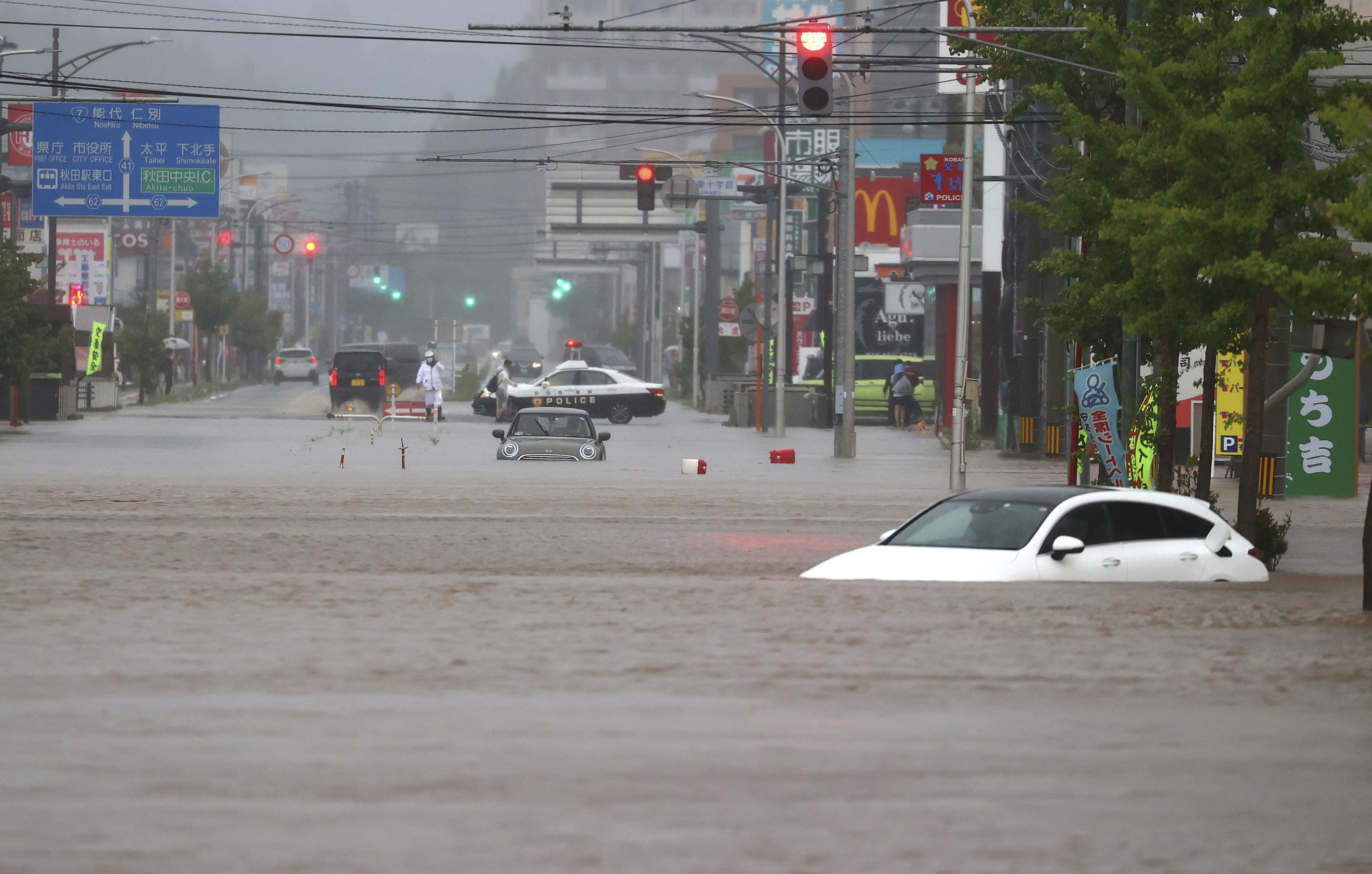 ▲▼日本秋田下大雨，雨量破40年紀錄。（圖／達志影像／美聯社）