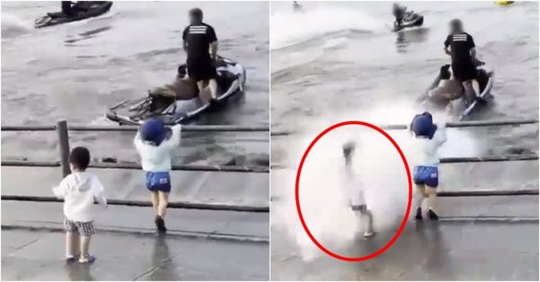▲▼男童在首爾汝矣島漢江公園被水上摩托車「水柱噴飛」。（圖／翻攝自韓網）