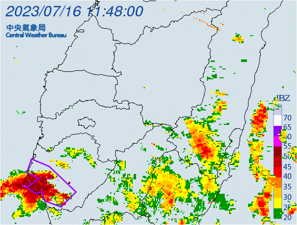 ▲▼氣象局對「台南市」發布大雷雨即時訊息。（圖／氣象局）