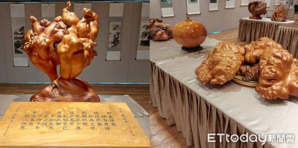 ▲吳榮貴與許曉明的檜木藝品收藏。（圖／吳榮貴提供）