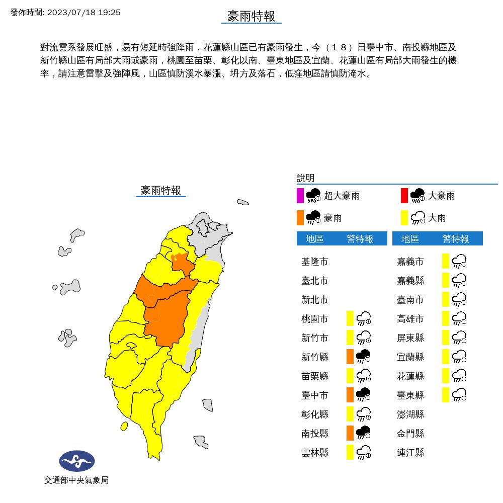 ▲大雨特報