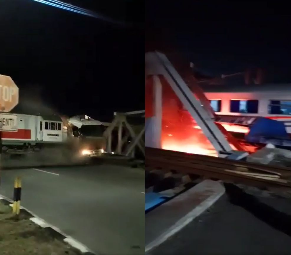 ▲印尼火車撞上大卡車。（圖／翻攝臉書）