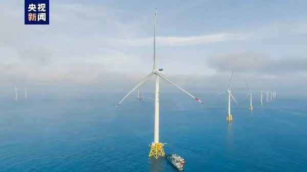 ▲全球首台16兆瓦超大容量海上風電機組正式併網發電。（圖／翻攝央視）