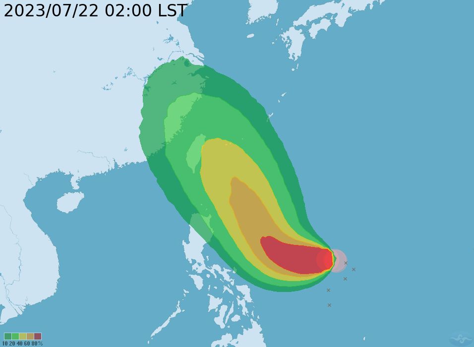 ▲▼杜蘇芮颱風暴風圈侵襲機率。（圖／氣象局）