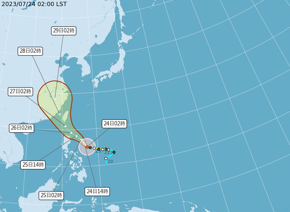 ▲▼杜蘇芮颱風路徑預測圖。（圖／翻攝中央氣象局官網）