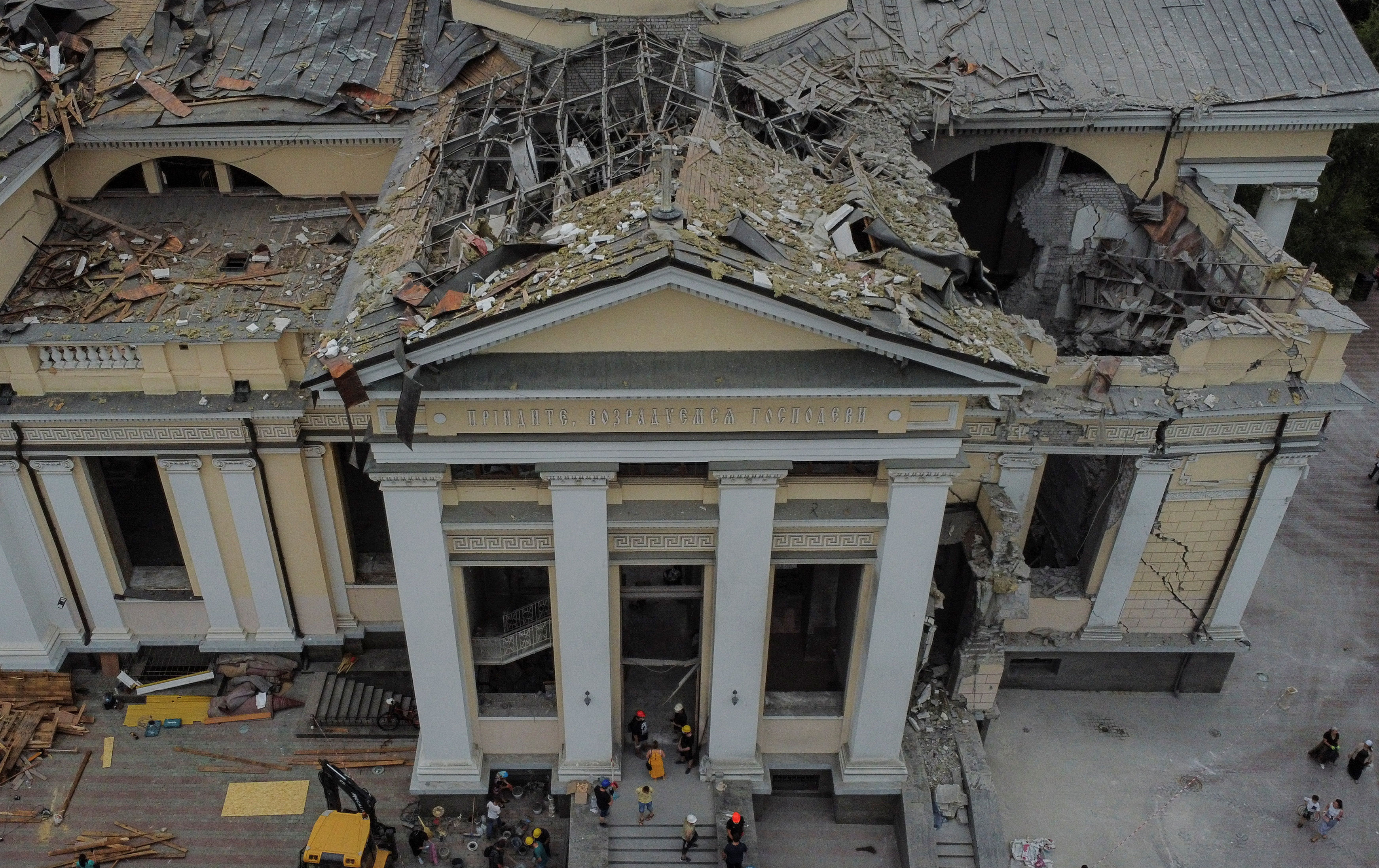 ▲▼ 烏克蘭敖德薩一座東正教堂被炸毀。（圖／路透）