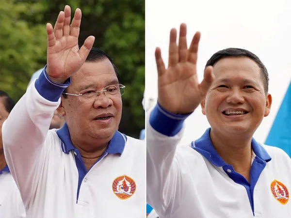 ▲▼柬埔寨總理洪森（Hun Sen）與長子洪馬內（Hun Manet）。（圖／路透）