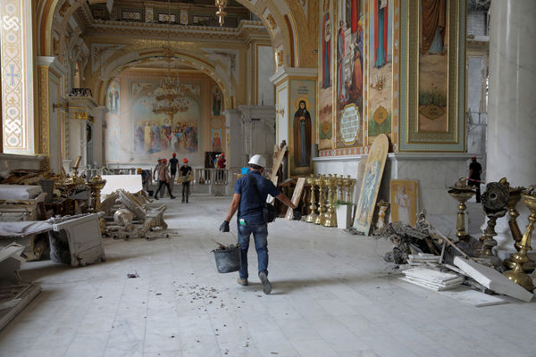 ▲▼ 烏克蘭敖德薩一座東正教堂被炸毀。（圖／路透）