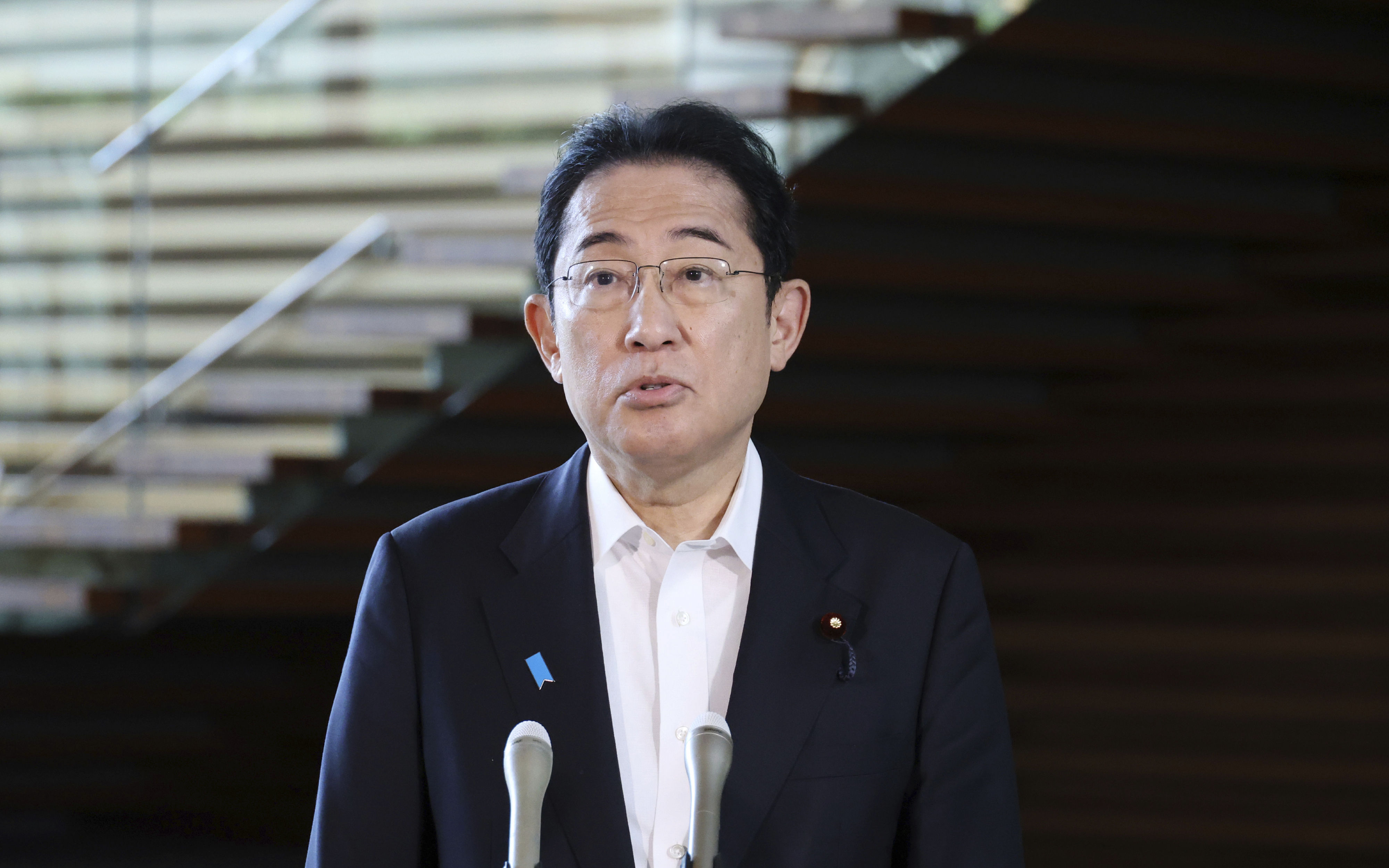 ▲▼日本首相岸田文雄25日在總理官邸，譴責北韓向日本海發射導彈。（圖／達志影像／美聯社）