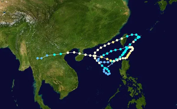 1986年的韋恩颱風堪稱怪颱始祖，當年還繞出台灣形狀。（翻攝自維基百科）