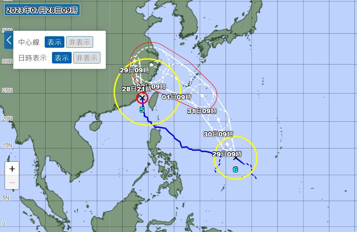 ▲▼日氣象廳預測：新颱卡努「最靠近台灣時」轉強颱！　8／1影響最大。（圖／日本氣象廳）
