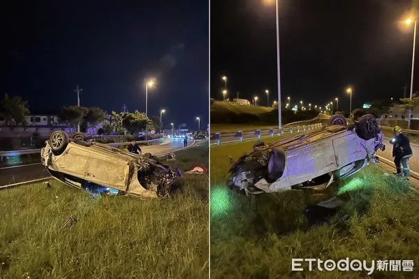 ▲國道三號北向苑裡出口發生嚴重車禍事故。（圖／記者蔡文淵翻攝）