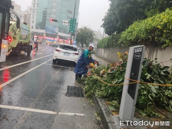 ▲中颱杜蘇芮來襲，雖造成1300餘件的路樹、號誌、電桿的傾倒及大量枝葉掉落等災情，但各區公所集全公所人力及開口契約商及全市府的努力下，傾倒路樹與枝葉垃圾的移除已陸續快速完成，還給市民乾淨安全的市容環境。（圖／記者林悅翻攝，下同）