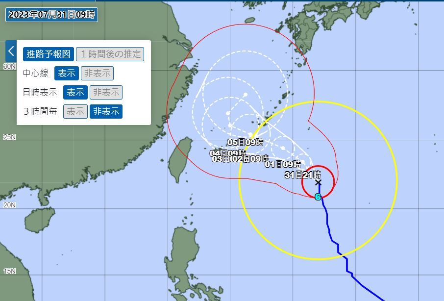 ▲▼日氣象廳：卡努「完美閃過台灣」　超狂路徑圖曝！　8／4是關鍵。（圖／日本氣象廳）