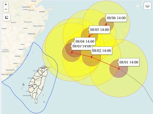 ▲▼中颱卡努最新路徑圖。（圖／截自彭啟明粉專）