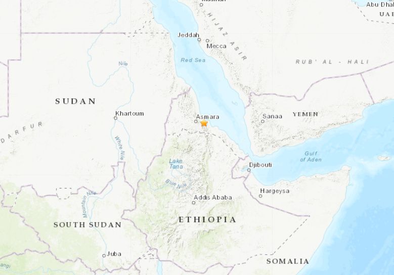 ▲厄利垂亞發生規模5.6地震。（圖／翻攝USGS）