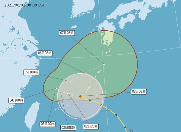 ▲中颱卡努逼近北台灣。（圖／氣象局）