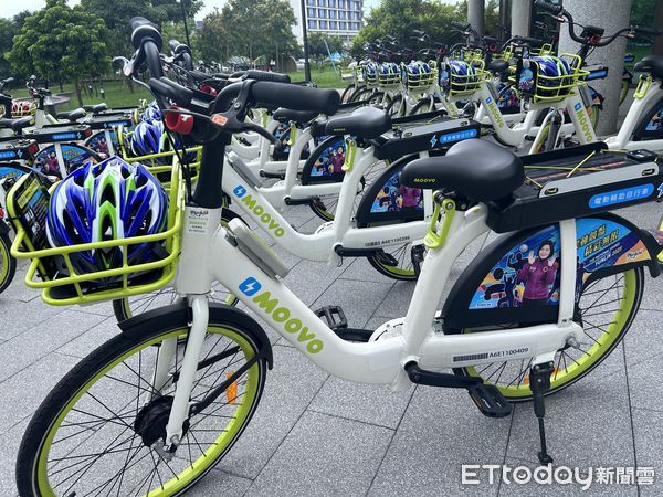▲斗六市今日啟用20個公共自行車租賃試辦站點，供100輛電動輔助自行車。（圖／記者蔡佩旻攝）