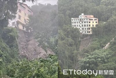 快訊／南投大雨狂炸！廬山麗來飯店地基掏空恐坍　驚悚畫面曝光