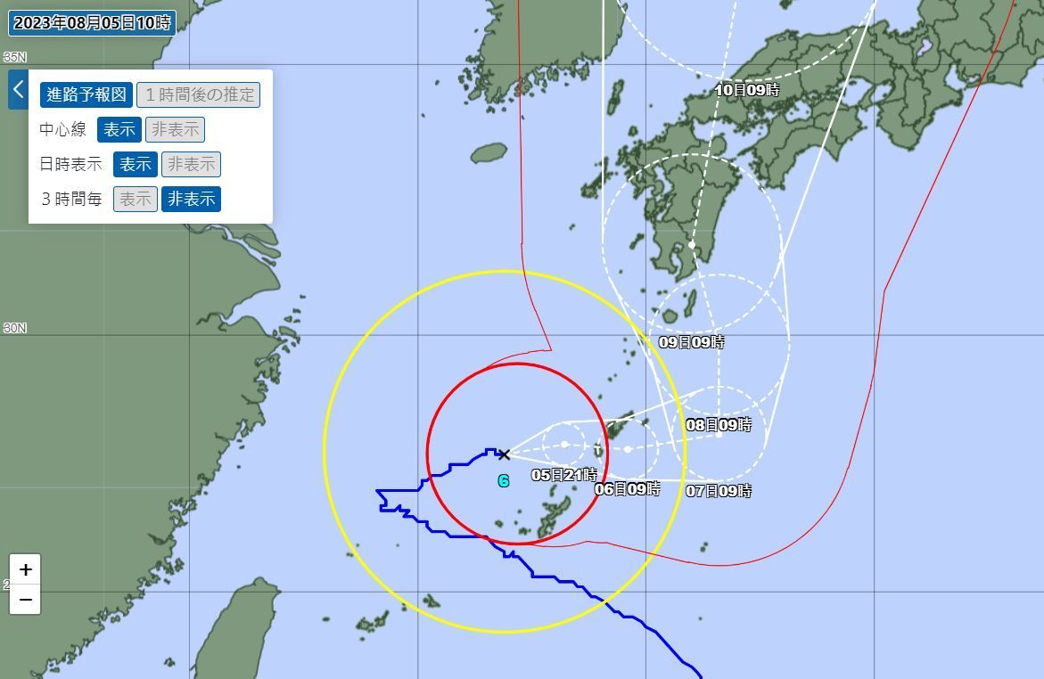 ▲颱風卡努髮夾彎折返回沖繩。（圖／日本氣象廳）