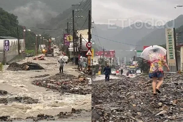 ▲▼             南投縣仁愛鄉中正路淹成泥石路。（圖／民眾提供）