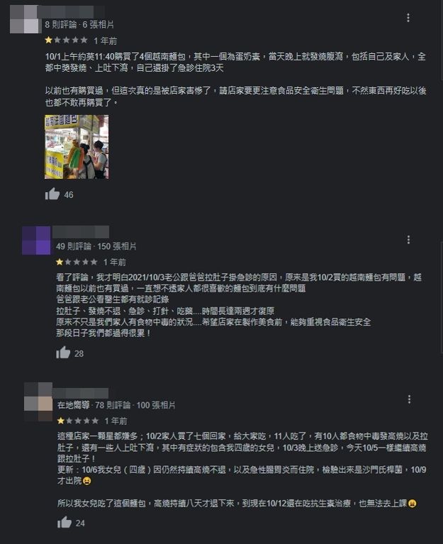 ▲▼中壢忠貞市場的法國麵包爆出集體食物中毒，過去早就有消費者在Google評論上抗議。（圖／翻攝Google評論）