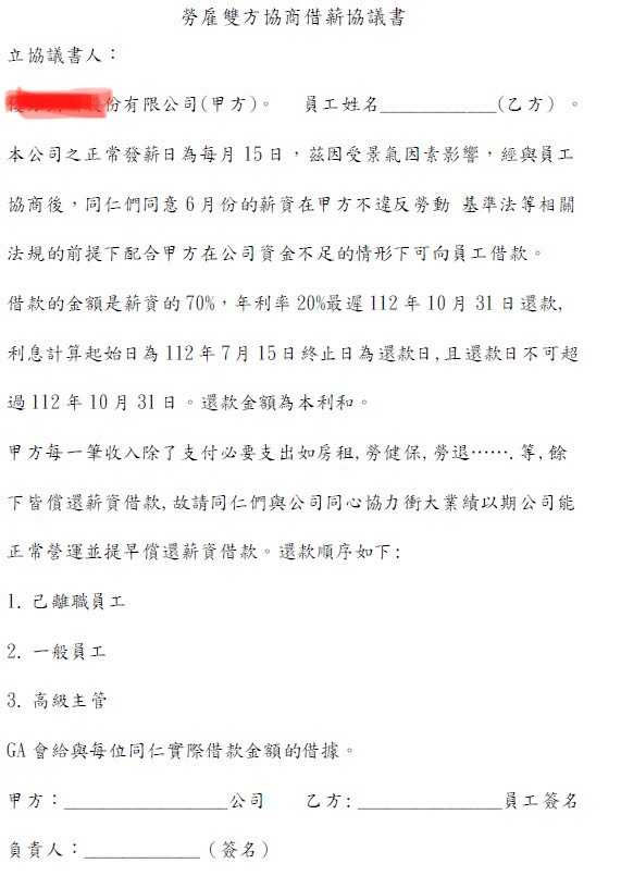 公司要借薪1／新創公司爆營運危機　欠薪還要員工同意「借薪70%」