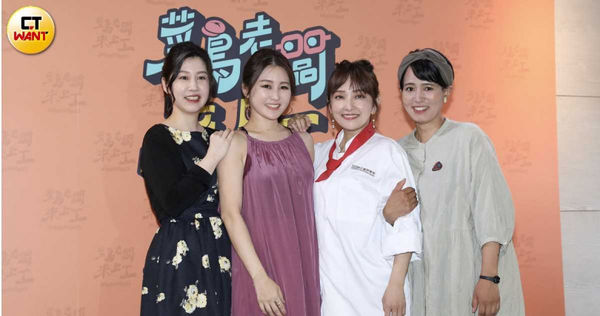 為了挺愛紗（右二）的新節目，Sunday Girls成員高垣朋子（左起）、麻衣、五島千佳（綠）特地來台擔任嘉賓。（圖／本刊攝影組）