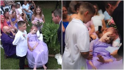 美10歲白血病女童「穿上禮服做新娘」　離世前嫁小男友溫暖圓夢