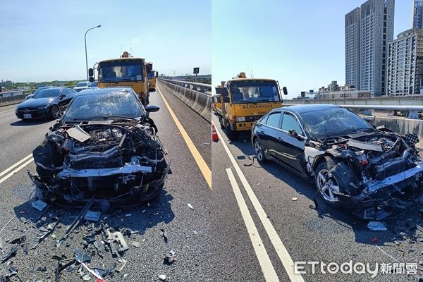 快訊／國1高架轎車猛撞緩撞車！車頭爛毀滿地碎片…回堵5K | ETtoday社會新聞 | ETtoday新聞雲