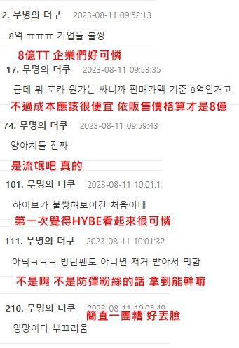 ▲HYBE宣布送4萬3千組BTS小卡支持童軍露營演唱會，韓網一片罵聲。（圖／翻攝自theqoo）